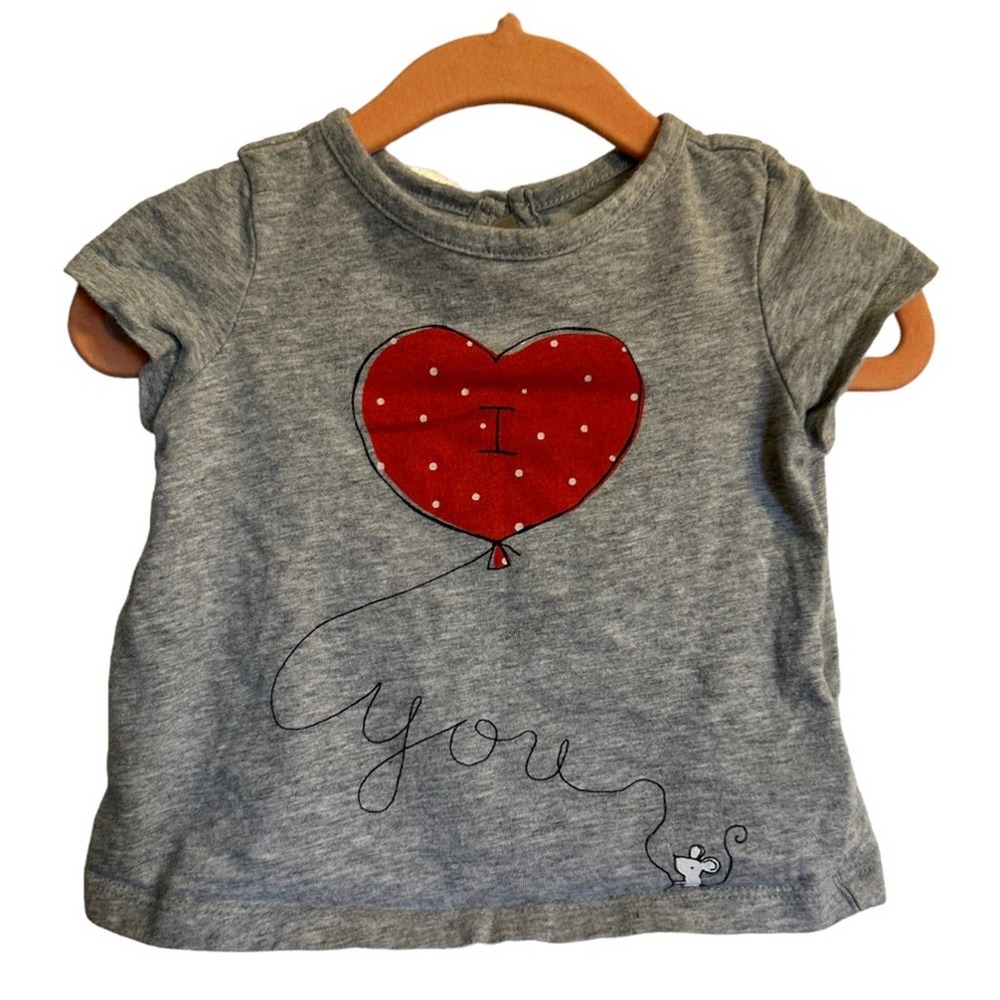 Baby Gap Brannans Favorite Gray and Red “I love you” Short Sleeve Shirt